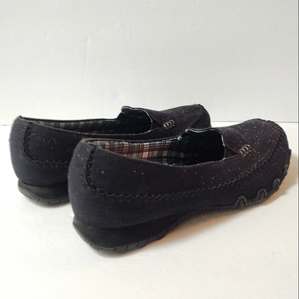 Womens Size 9 Skechers Bikers Cross Walk Shoes Slip On Black Canvas 48944